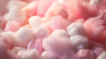 Obraz premium Sweet soft cotton candy background, fluffy pink pastel candyfloss texture, abstract blurred dessert