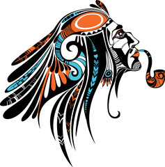 vector illustration of a  american tribal culture