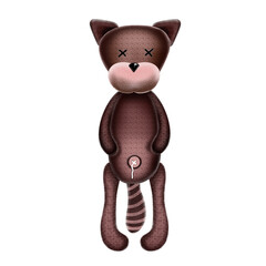 Knitted cat toy digital illustration 