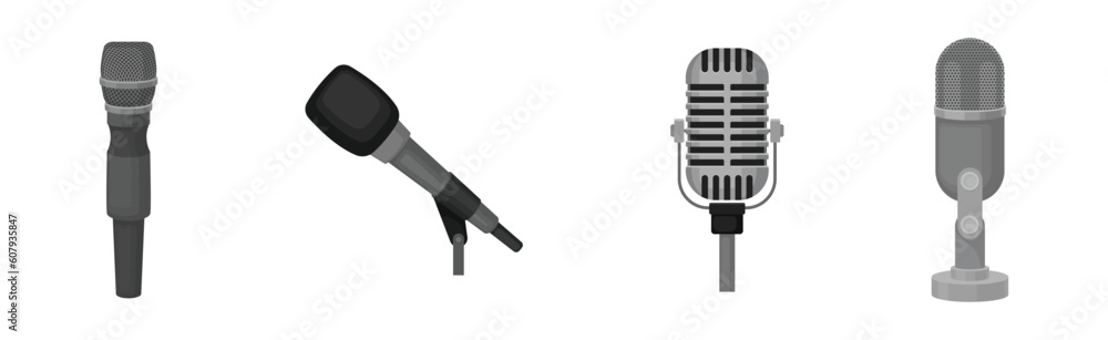 Poster microphone as device converting sound into electrical signal vector set