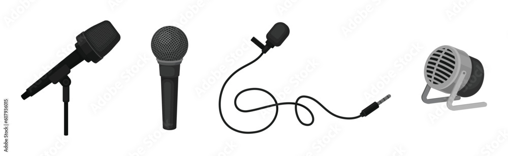 Poster microphone as device converting sound into electrical signal vector set