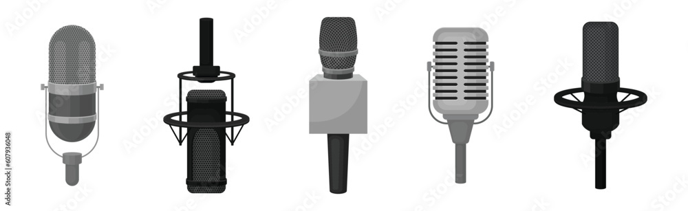 Poster microphone as device converting sound into electrical signal vector set