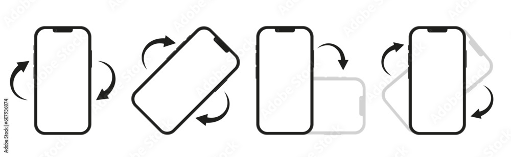 Poster rotate smartphone isolated icon. device rotation symbol. turn your device. mobile screen horizontal 