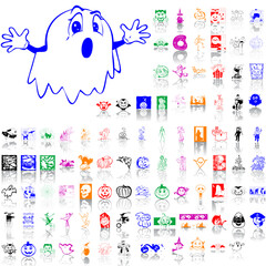Set of Halloween sketches. Part 6. Isolated groups and layers. Global colors.