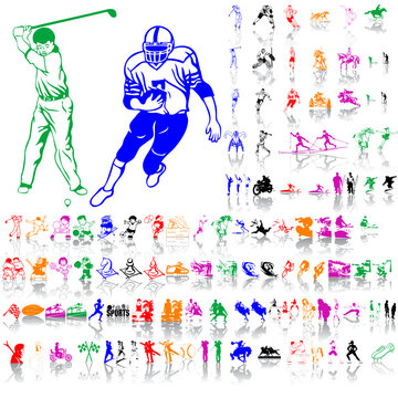 Set of sport sketches. Part 1. Isolated groups and layers. Global colors.