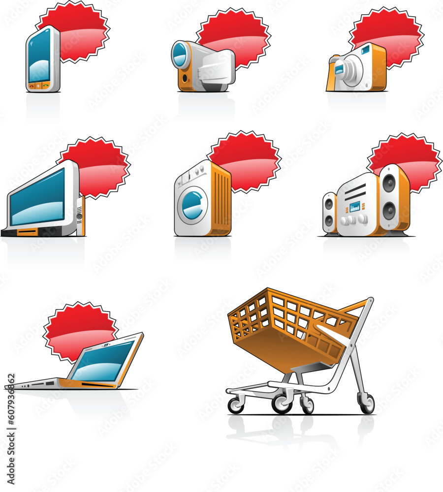 Aufkleber icons set- there is a place for an price or discount. simple gradients only - no gradient mesh.
