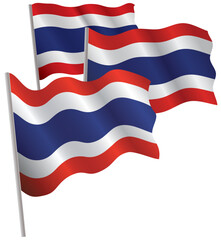 Thailand 3d flag. Vector illustration. Isolated on white.