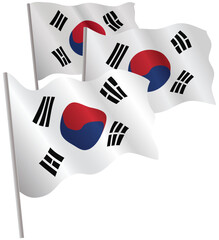 Fototapeta premium South Korea 3d flag. Vector illustration. Isolated on white.