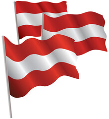 Austria 3d flag. Vector illustration. Isolated on white.