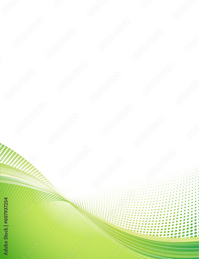 Poster vector illustration of green abstract techno background made of dots and curved lines. great for bac