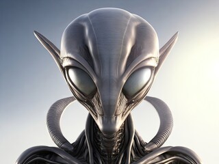 Portrait of a gray alien on the background, ai generative