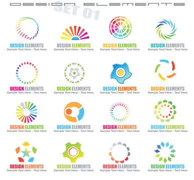Collection of 16 colorful Design elements - Set 1