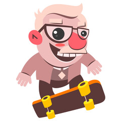 An elderly man is jogging,the old man is engaged in sports for pleasure. Shows a thumbs up. Athletic man. Side view. Stock vector illustration of an aged man, a pensioner lifestyle.