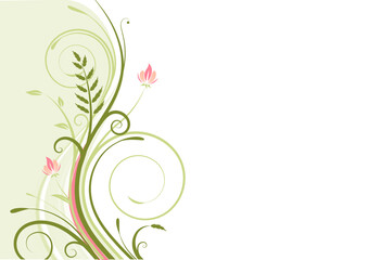 Vector illustration of funky green Floral Background