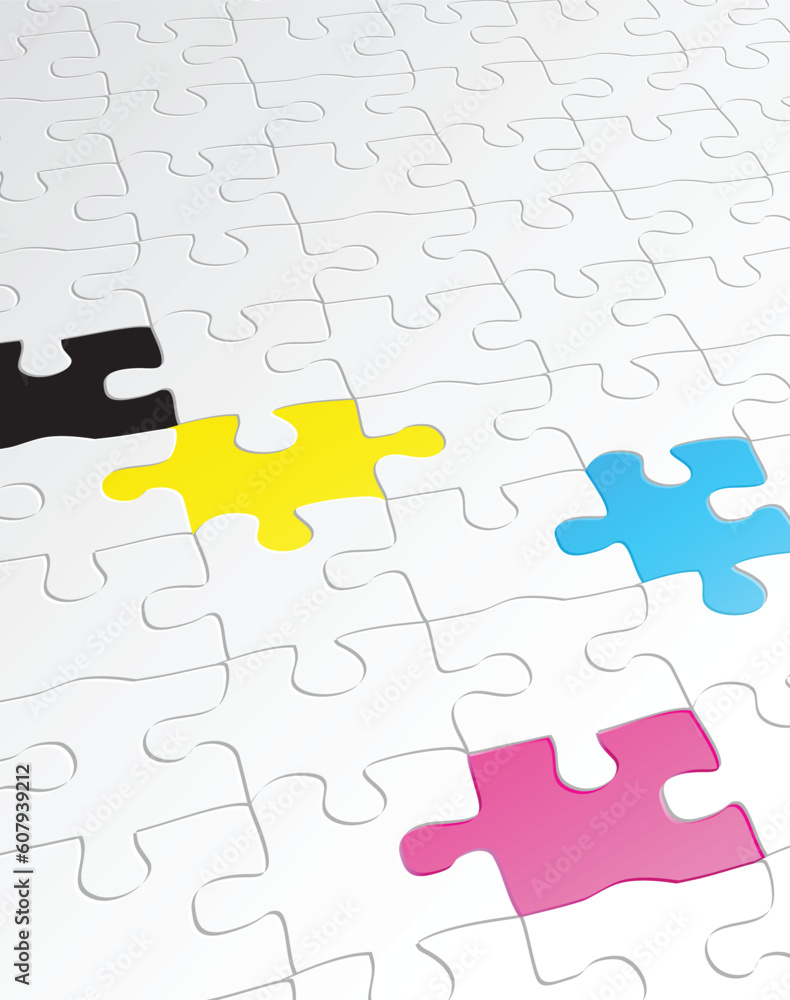 Aufkleber vector illustration of abstract background made of jigsaw puzzle templates with 4 pieces in differen