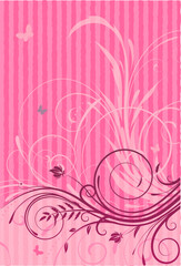 Vector illustration of pink Grunge Floral Decorative background
