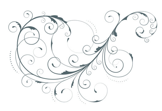 Vector illustration of swirling flourishes decorative floral element