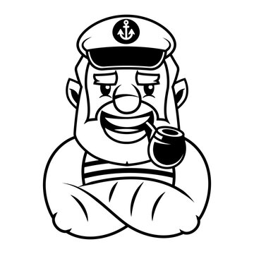 recommend clip art: Captain Hat thin line icon. Cap banner in flat style. Sailor poster. Nautical Linear pictogram. Simple illustration, outline symbol. Vector sign isolated on white. Editable stroke icons without fill