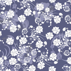 Seamless vector floral background. For easy making seamless pattern just drag all group into swatches bar, and use it for filling any contours.