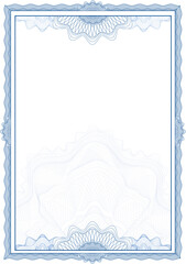 Classic guilloche border for diploma or certificate / vector