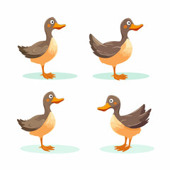 Vector duck illustrations in various poses, perfect for nature-inspired designs.
