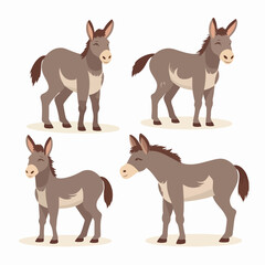 Unique donkey illustrations for educational materials and children's books.