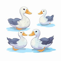Fototapeta na wymiar Dynamic duck illustrations that capture the spirit of freedom and nature.
