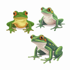 Obraz premium Dynamic frog illustrations in different poses, perfect for web design.