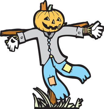Isolated scarecrow image for Halloween spot images.
