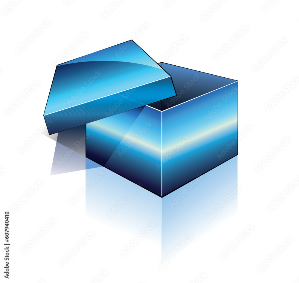 Poster 3d box with reflection, shadow and space for text or image