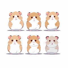 Cute hamster illustrations in different poses, perfect for greeting cards.