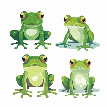 Endearing frog illustrations displaying their unique features and poses.