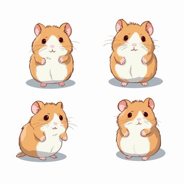 Endearing hamster illustrations in vector format, perfect for children's products.