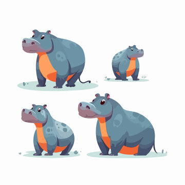 Vector hippo illustrations capturing their unique charm.