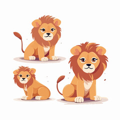 Obraz na płótnie Canvas Playful lion illustrations in various stances, perfect for children's books.