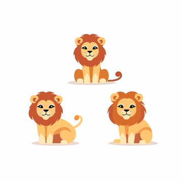 Regal lion illustrations showcasing a range of powerful positions.