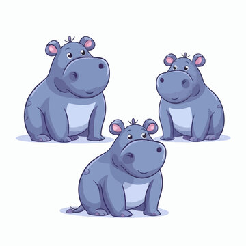 Captivating hippo illustrations, a great addition to wildlife-themed artwork.