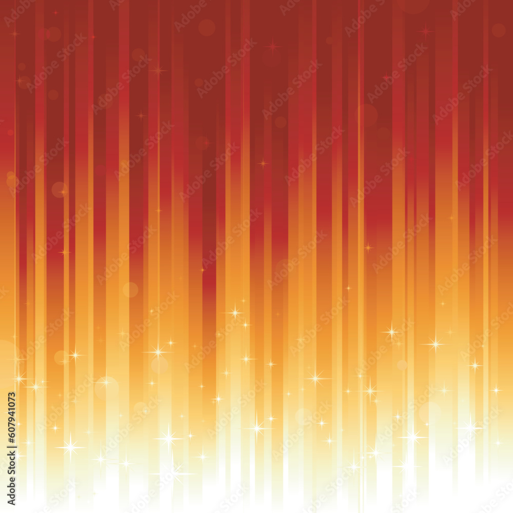 Poster red golden festive background with stars and bokeh effect. stripes controlled by 2 linear gradients.