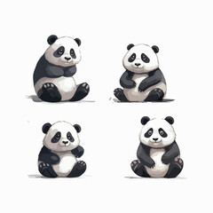 Vector panda illustrations capturing their lovable and gentle nature.