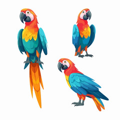 Artistic macaw illustrations in vector format, suitable for digital media. - obrazy, fototapety, plakaty