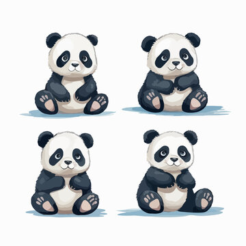 Charming panda illustrations displaying their endearing expressions.