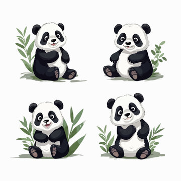 Adorable panda illustrations adding a touch of cuteness to any project.