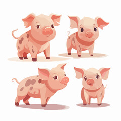 Cute pig illustrations in vector format, perfect for children's products.