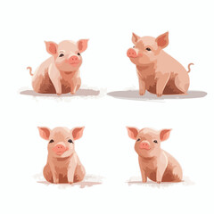 Vector pig illustrations capturing their cute and lovable nature.