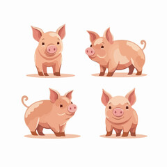 Creative pig illustrations showcasing their distinctive features.