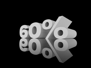 60% Percent Discount 3d Sign Sale Symbol for Promotion Poster