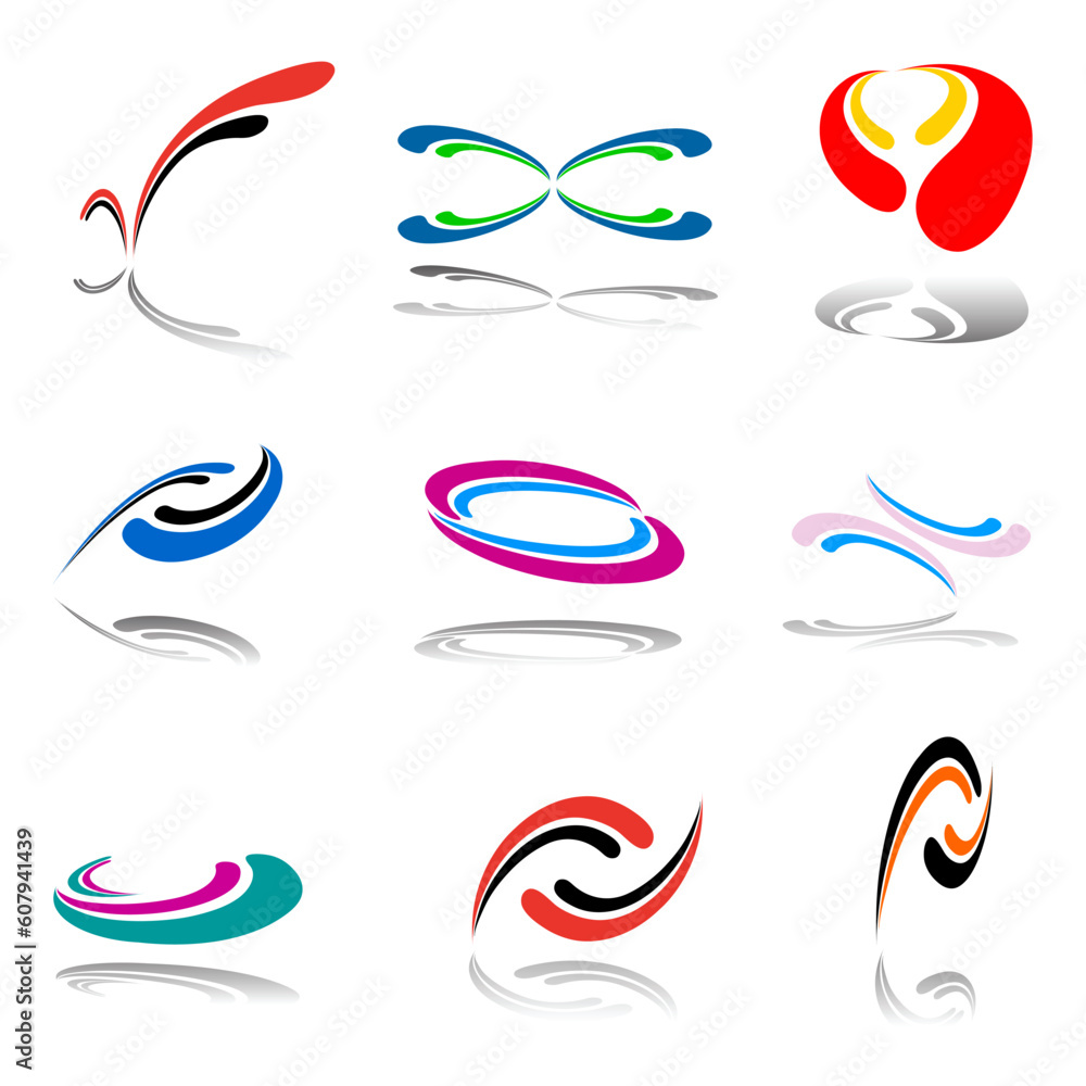 Poster set of abstract vector symbols for design use