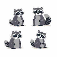 Naklejka premium Charming raccoon illustrations adding a touch of charm to any project.