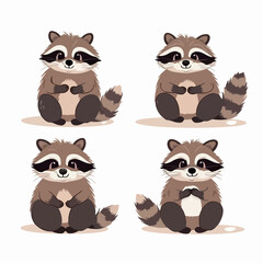 Fototapeta premium Lively raccoon illustrations in vector format, adding character to any project.