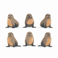 Fototapeta premium Adorable seal illustrations showcasing a range of cute positions.